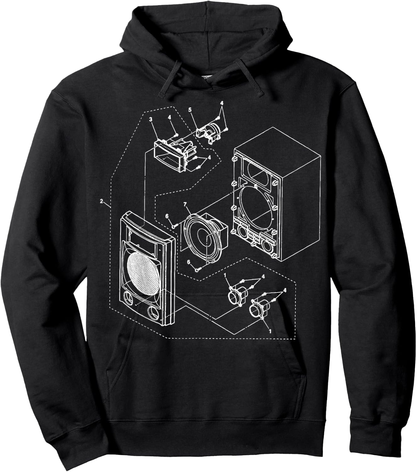 Vintage Blueprint - Speaker Audio Loudspeaker Retro Chart Hoodie - Hoodie | Black