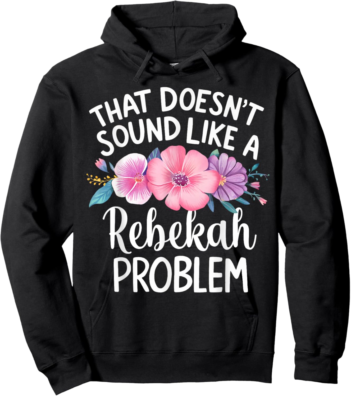 REBEKAH Personalized Cute Flower Girls REBEKAH Name Hoodie - Hoodie | Black