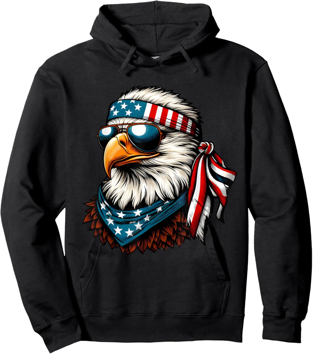 Eagle Mullet Patriotic 4th of July Patriot USA American Flag Hoodie - Hoodie | Black