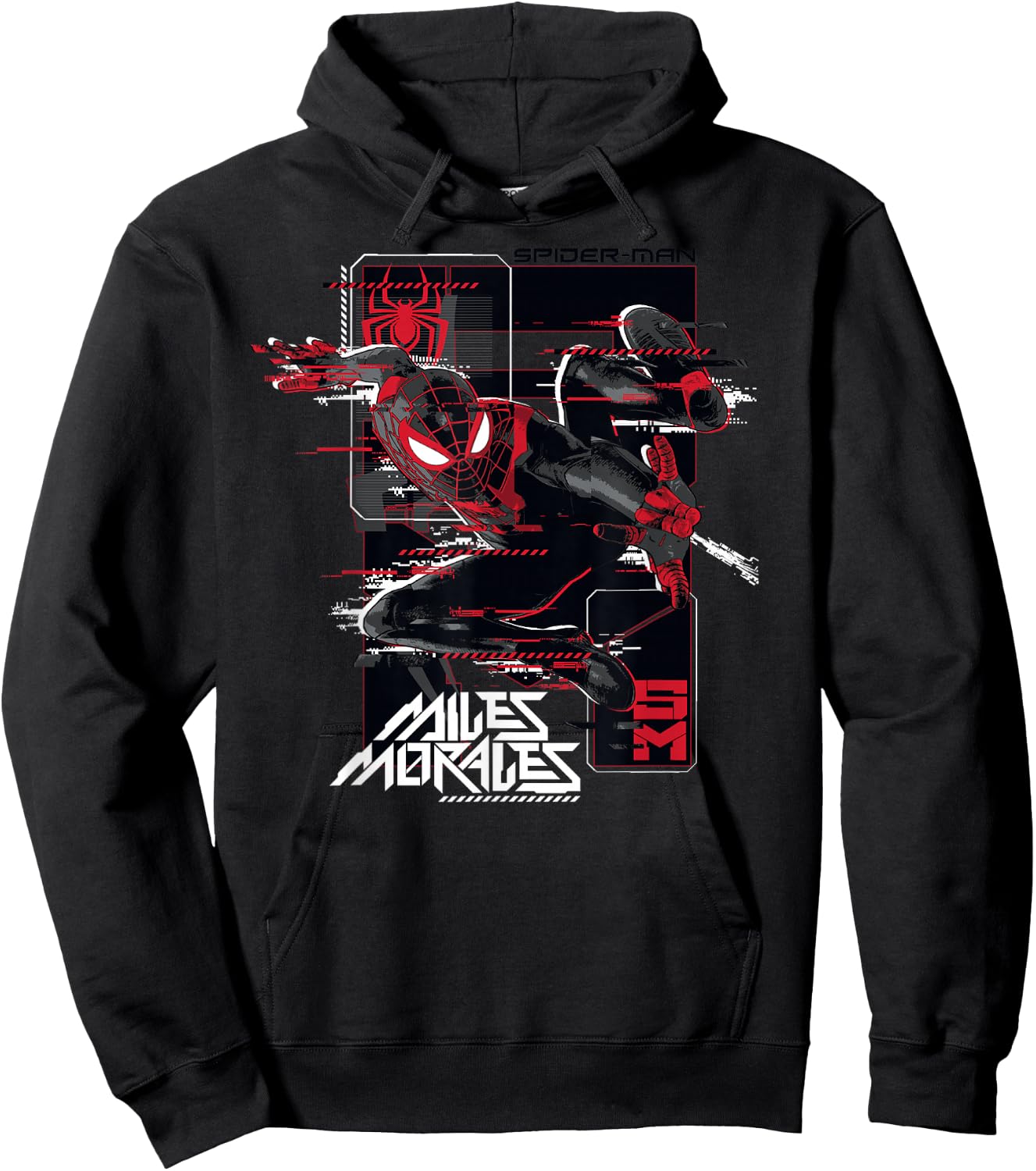 Marvel Spider-Man: Miles Morales Action Shot Glitch Hoodie - Hoodie | Black