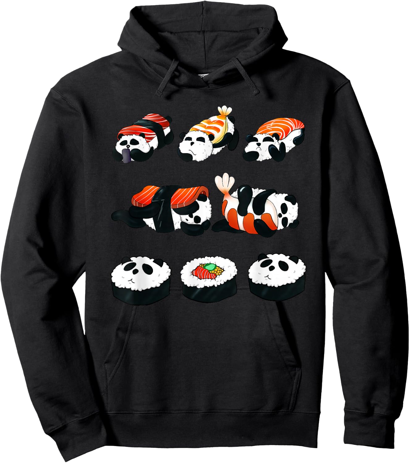 Panda Sushi Hug Animal Maki Lover Funny Cute Food Gift Hoodie - Hoodie | Black