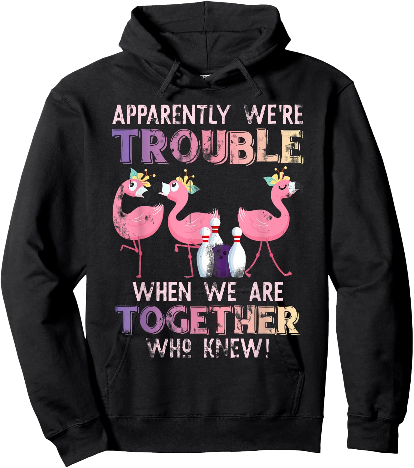Funny Bowling Flamingo Hoodie - Hoodie | Black