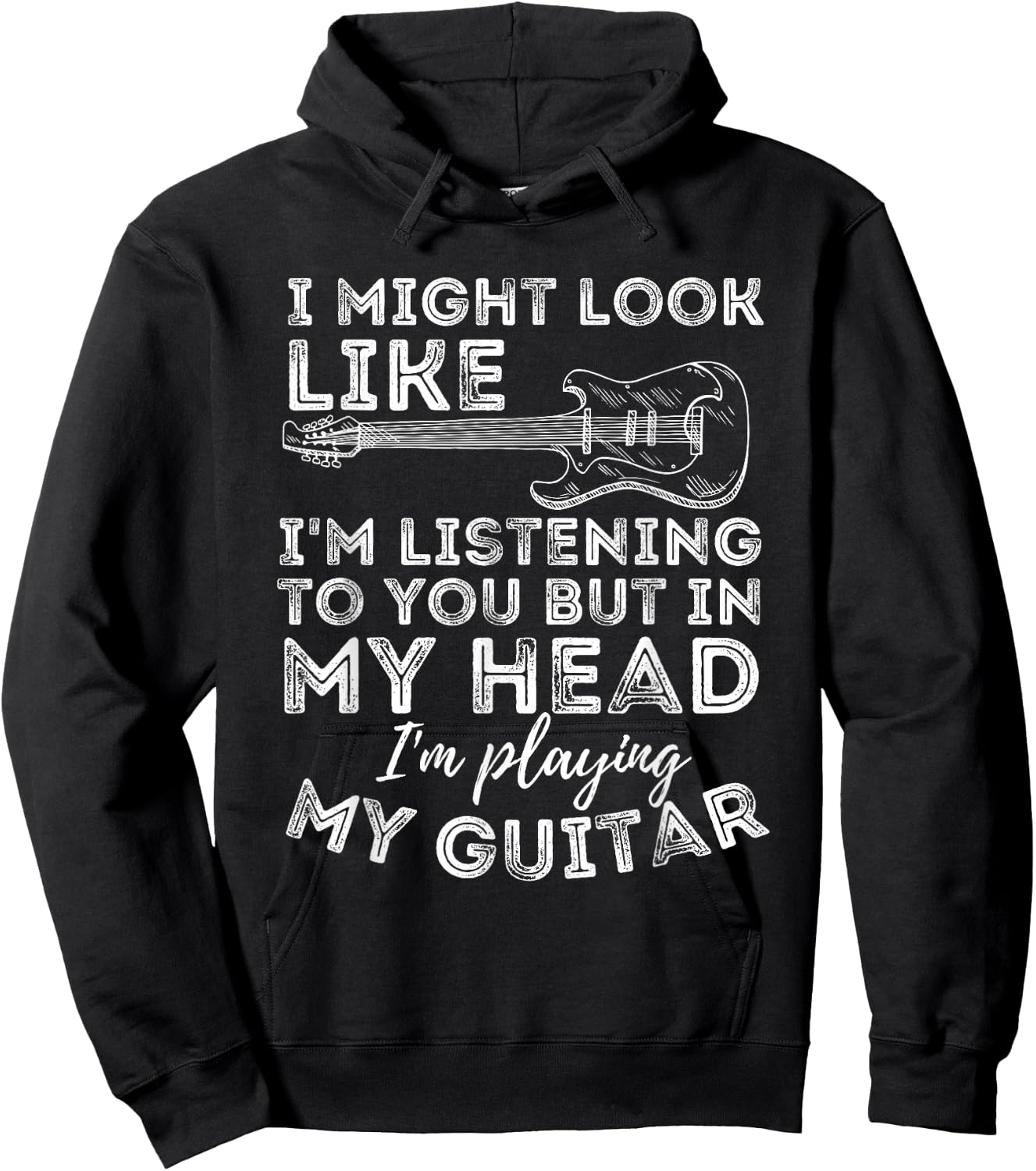 I Might Look Like I'm Listening To You - Funny Guitar Lover Hoodie - Hoodie | Black