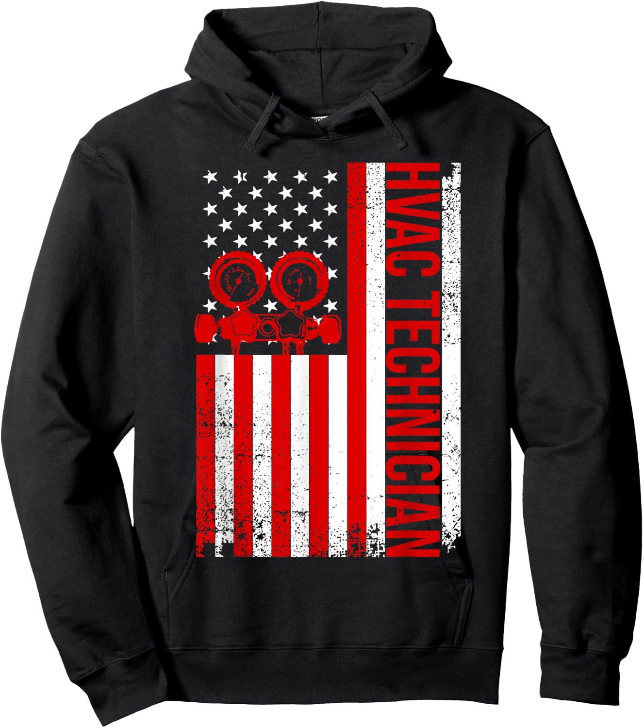 US HVAC Technician Gift USA Repairman Men Fourth Of July Hoodie - Hoodie | Black