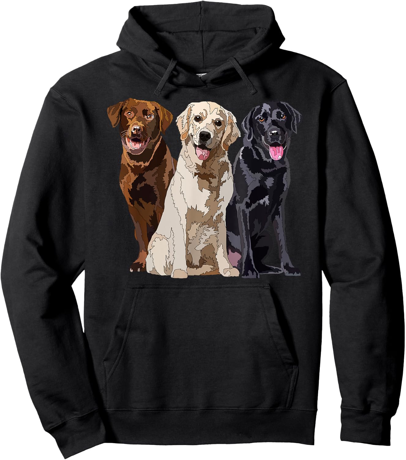 Happy Labrador Retriever Golden Black Brown Chocolate Lab Hoodie - Hoodie | Black