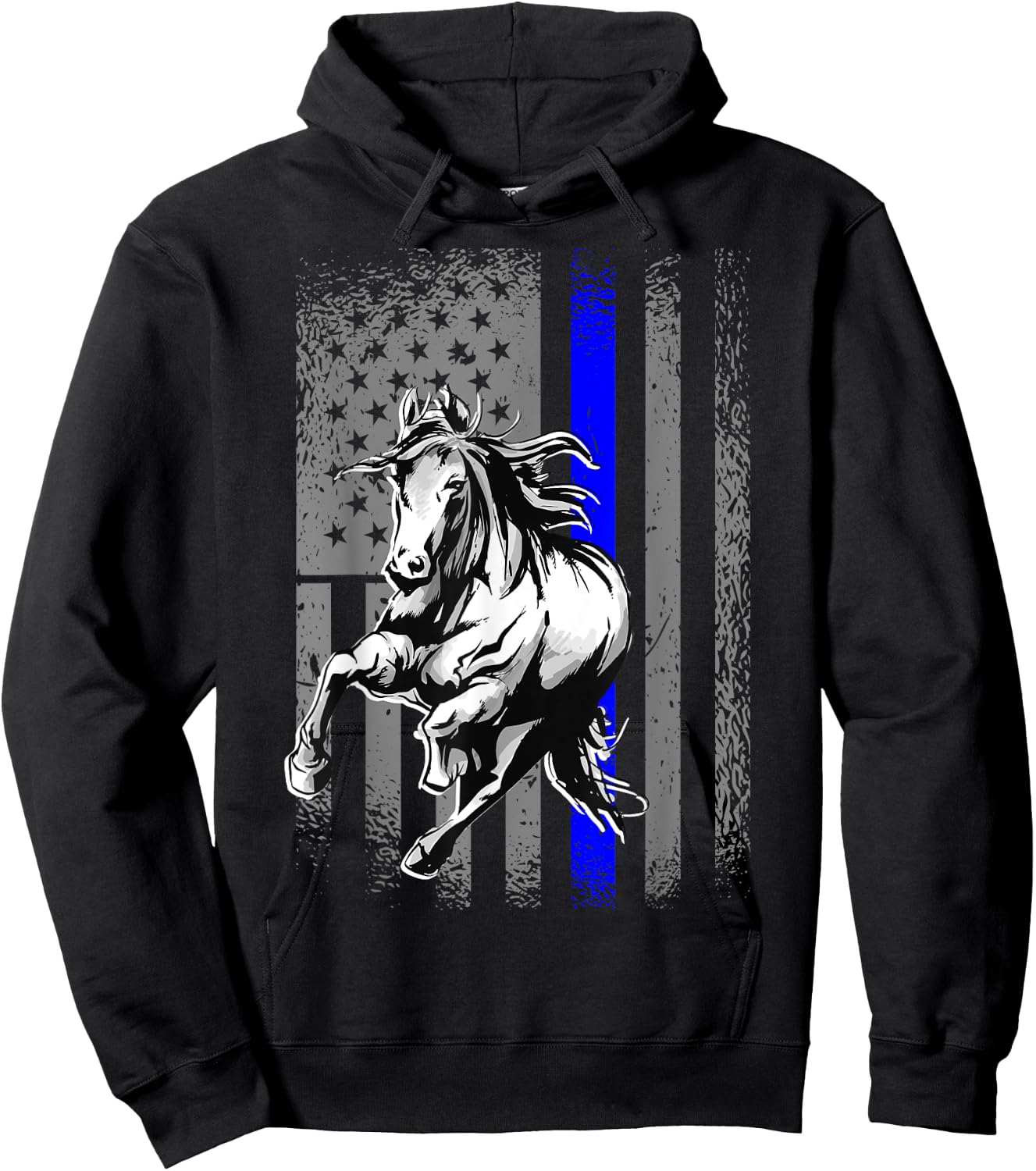 Mounted Patrol Police Horse American Flag Hoodie - Hoodie | Black