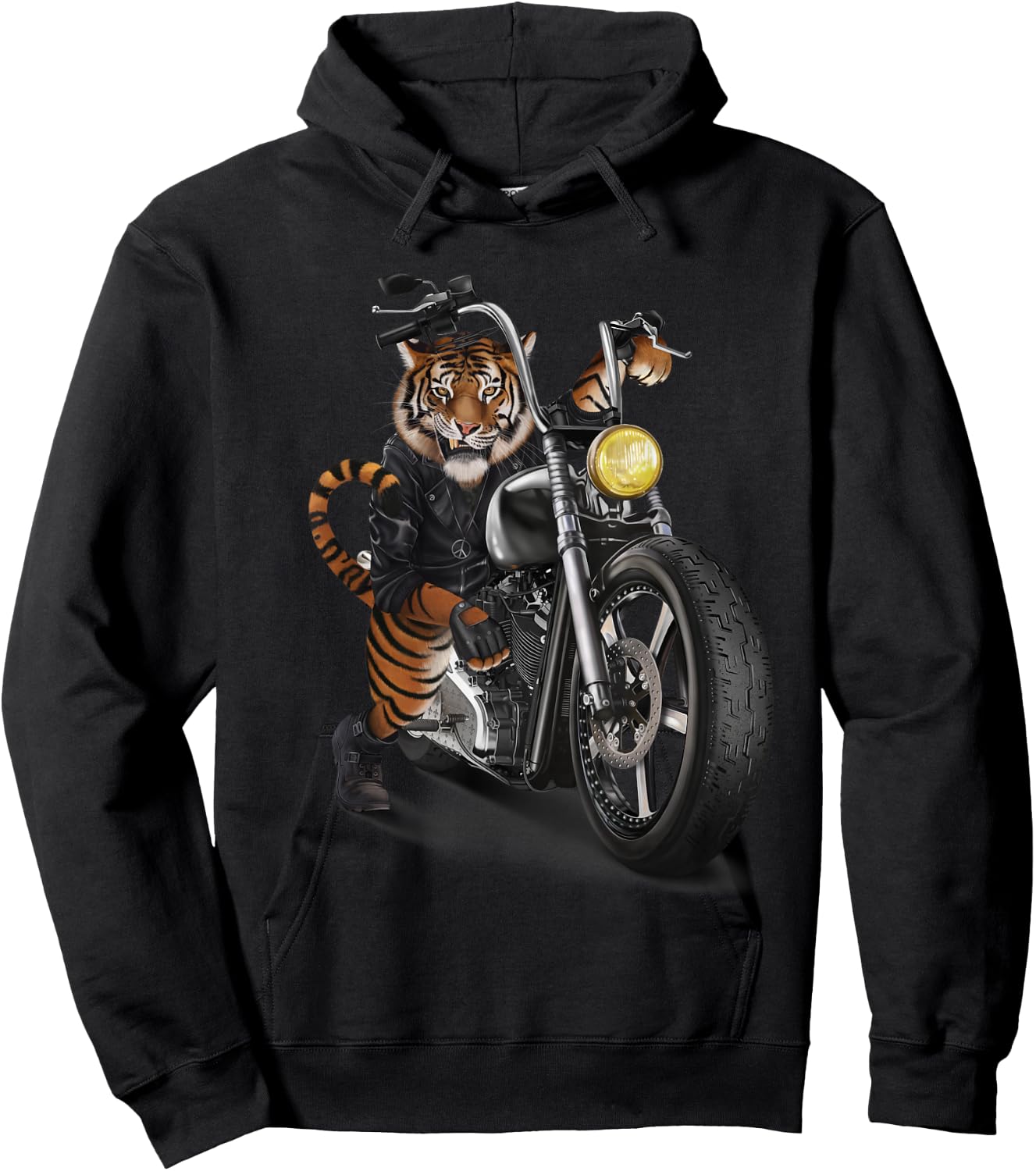 Fox Republic Design -Adults & Kids Tiger Print - Black, Small Hoodie - Hoodie | Black