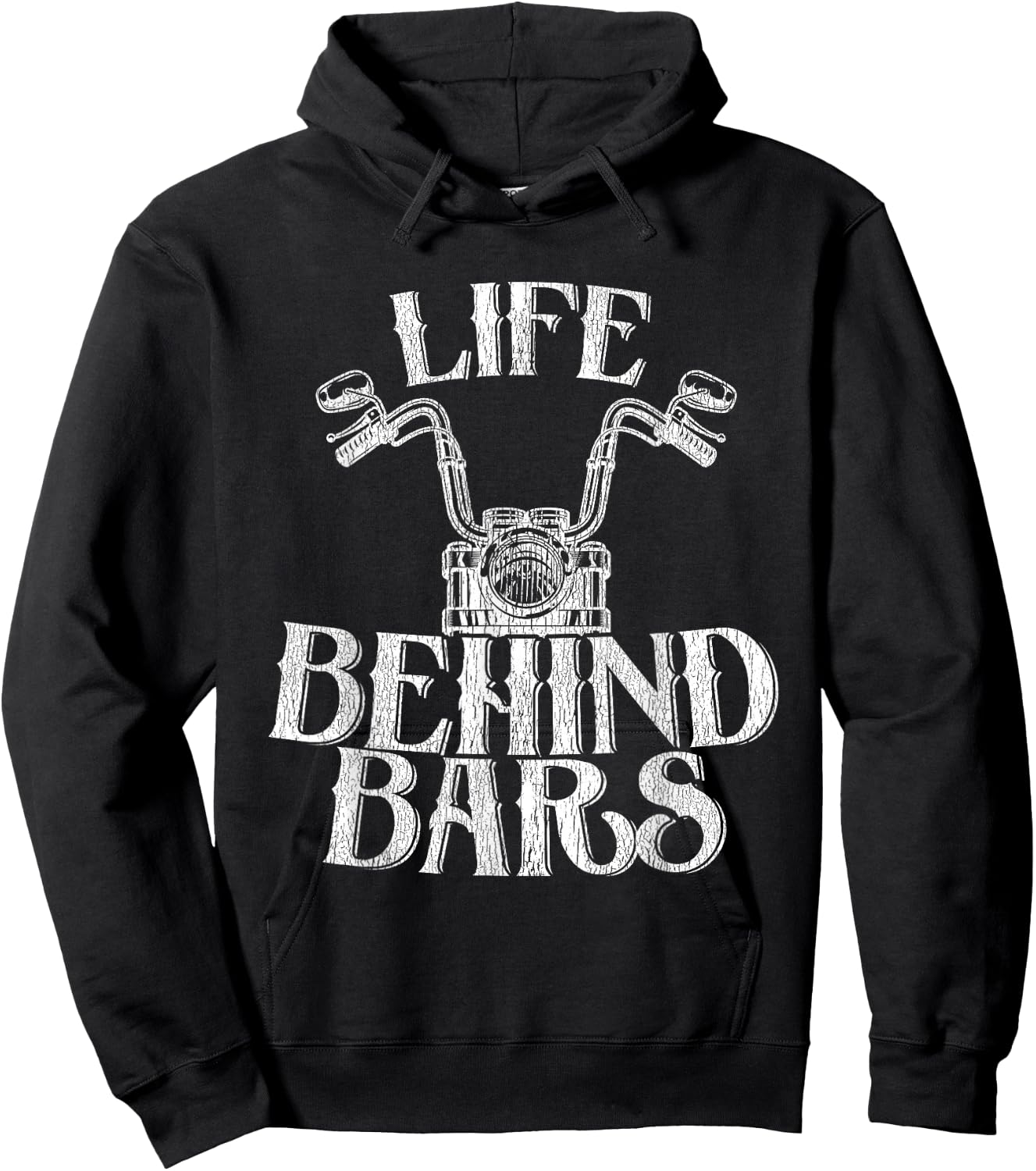 Shiney Side Up Kleidung von DBA.dezines Funny Life Behind Grids Distressed Motorcycle - Black, Small Hoodie - Hoodie | Black