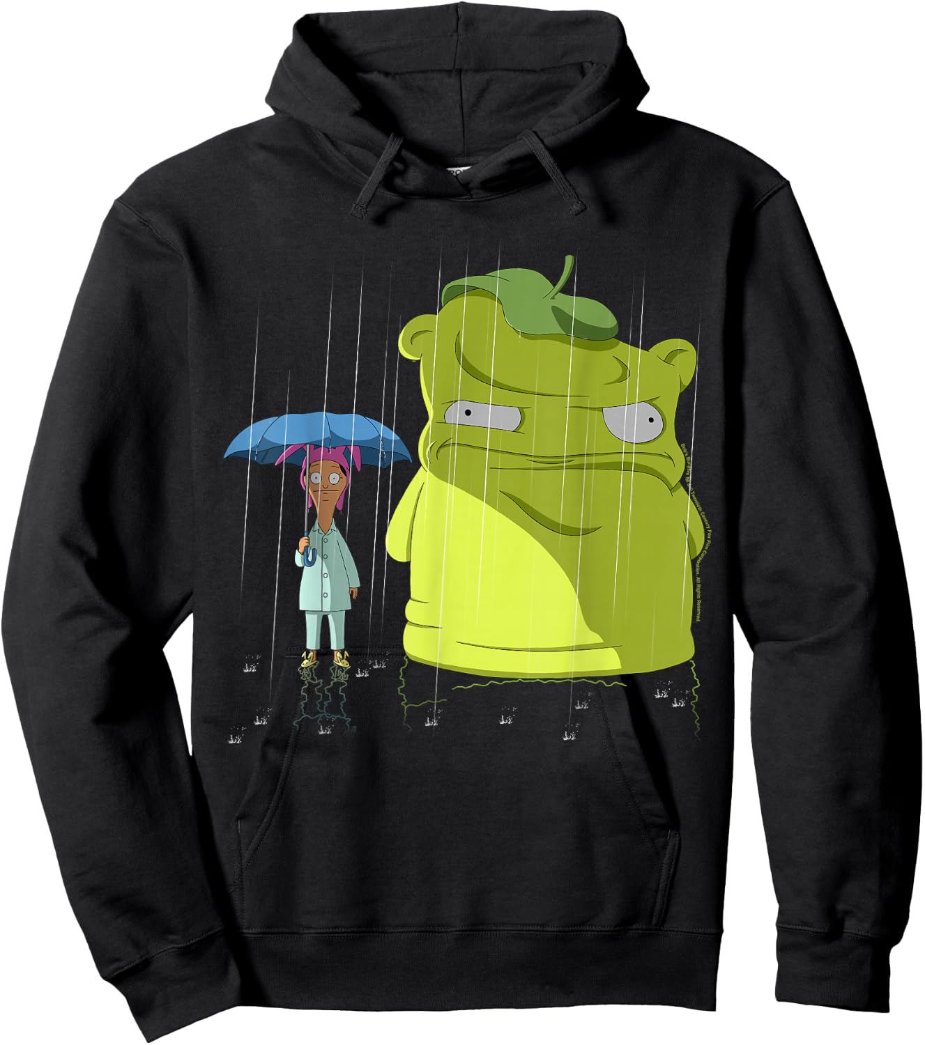 Bob's Burgers Louise & Kuchi Kopi Rain Portrait Hoodie - Hoodie | Black