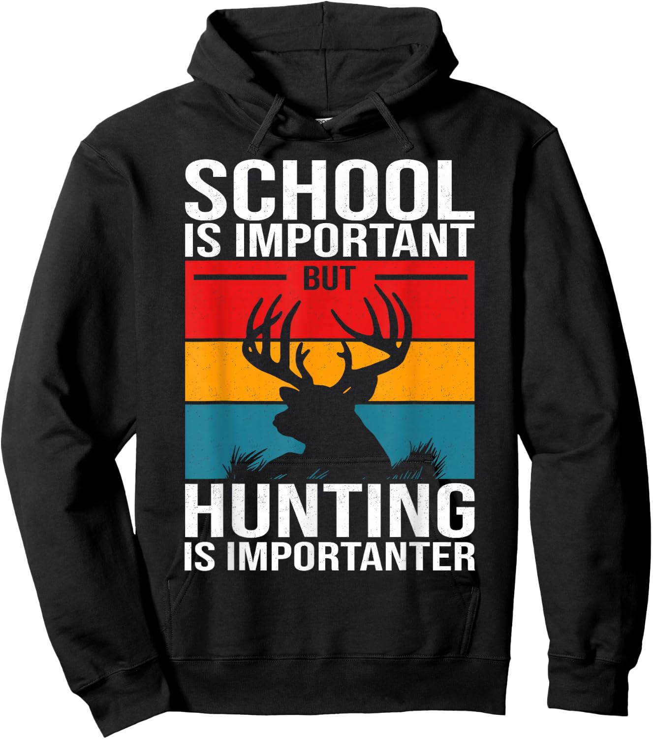 Funny Hunting Art Boys Kids Hunter Deer Clothes Hoodie - Hoodie | Black