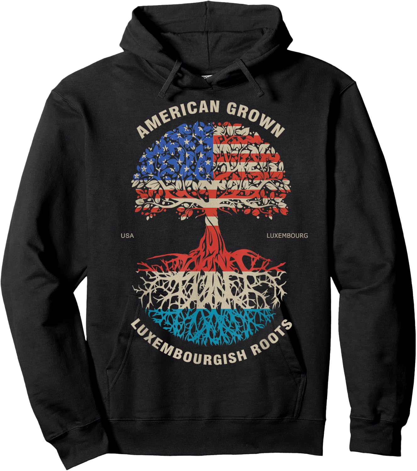 American Grown Luxembourgish Roots Luxembourg Flag Hoodie - Hoodie | Black