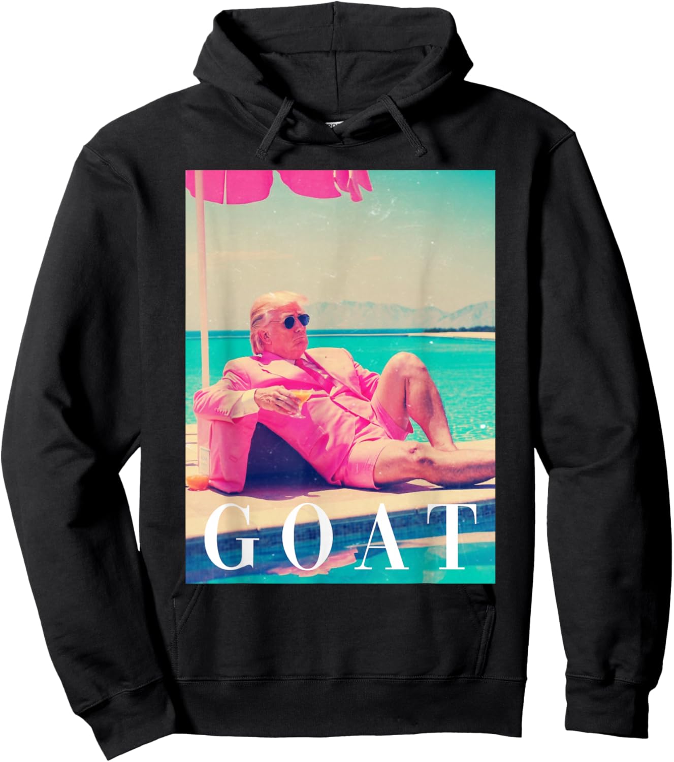 Trump GOAT Shirt Summer 2024 Retro Funny Pink Donald Trump Hoodie - Hoodie | Black