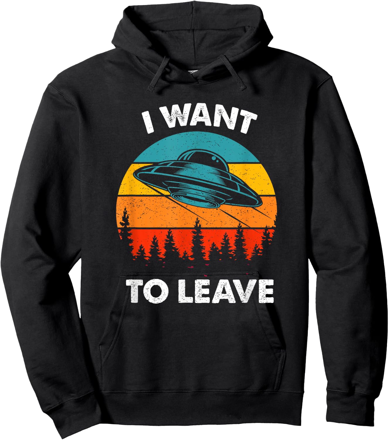 Funny Alien I want to leave Retro Vintage Style Hoodie - Hoodie | Black