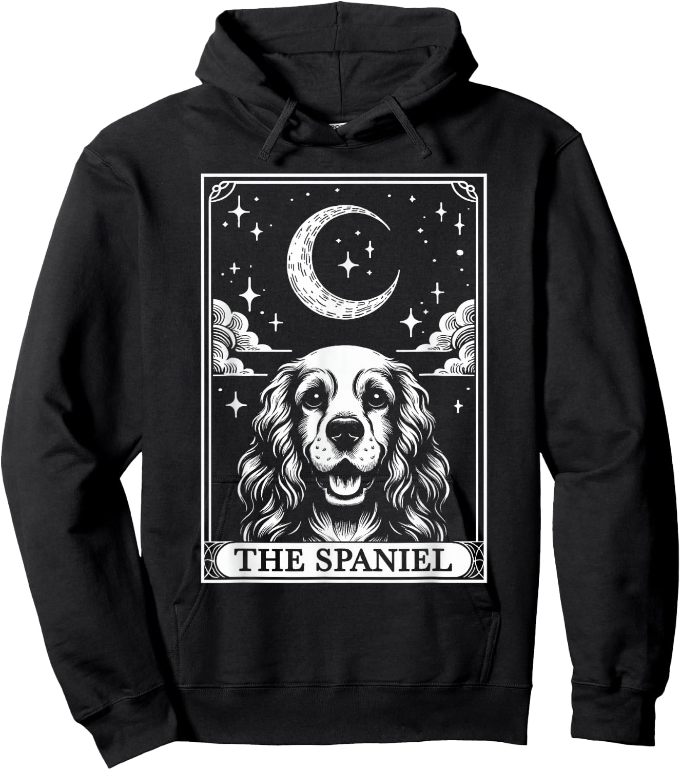 Tarot Card Vintage Crescent Moon American Cocker Spaniel Hoodie - Hoodie | Black