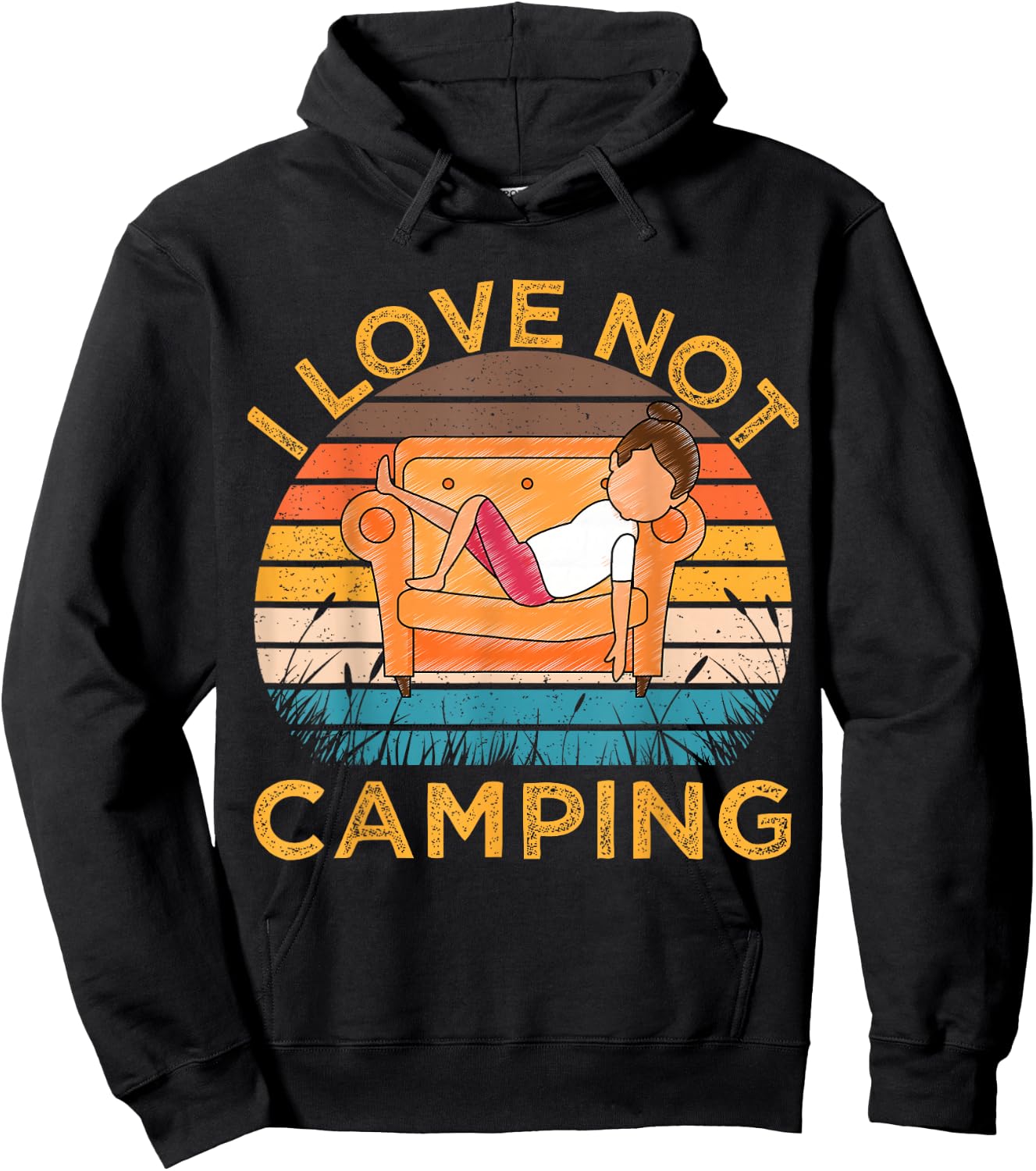 Indoorsy Girls I Love Not Camping Vintage Homebody Mom Girl Hoodie - Hoodie | Black