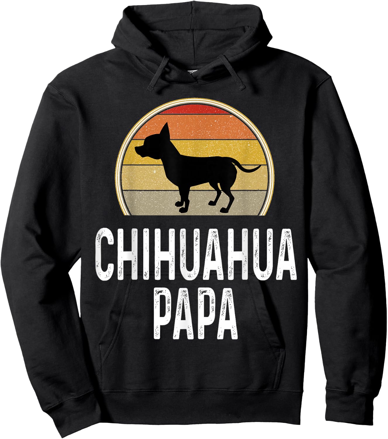Funny Chihuahua Papa Grandpa Dad Lover Dog Owner Retro Hoodie - Hoodie | Black