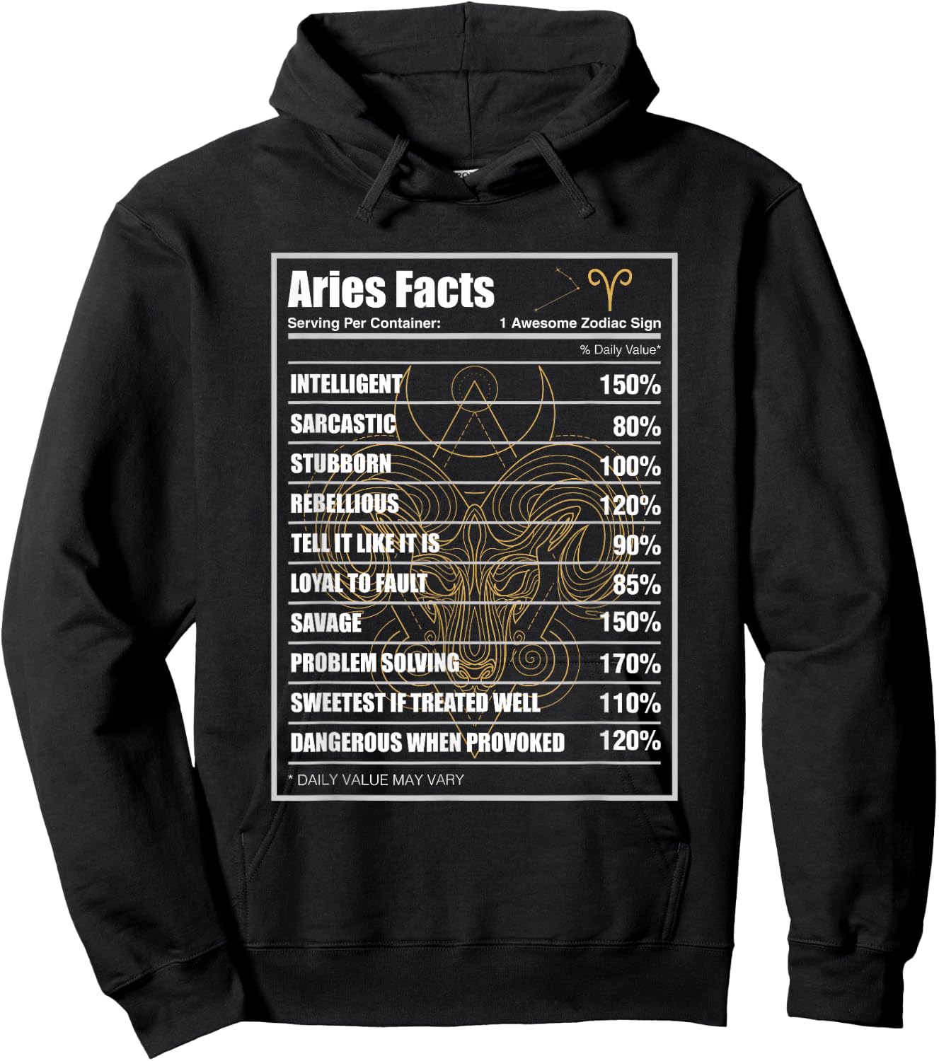 Aries Facts Zodiac Sign Hoodie - Hoodie | Black