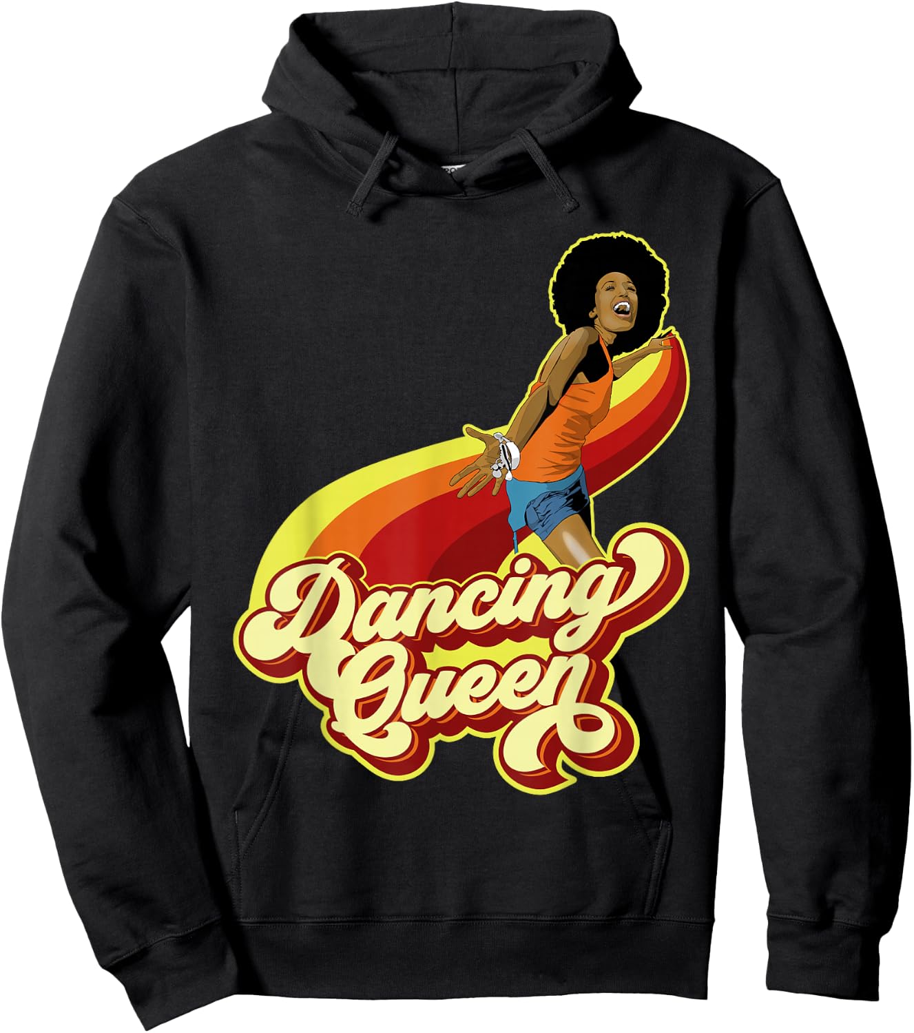 70s Dancing Afro Funk Queen Hoodie - Hoodie | Black
