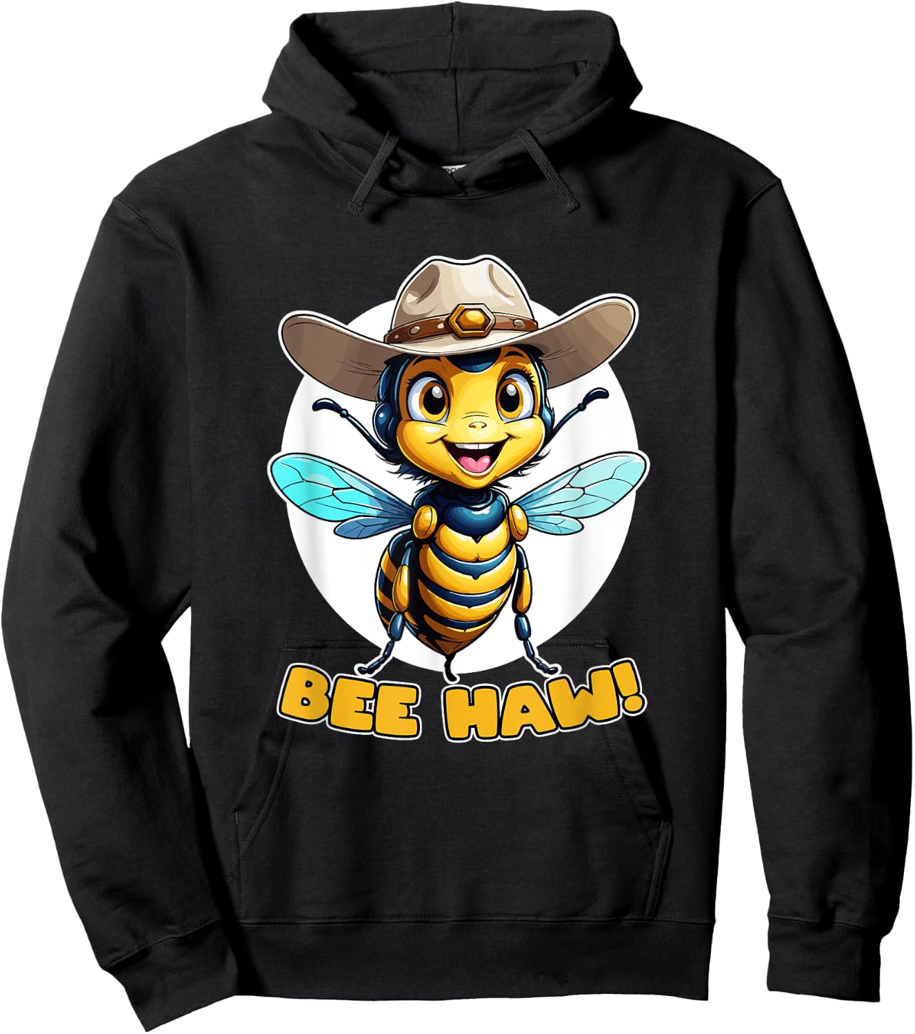 Funny Bee Haw Bumblebee Girl Cowboy Hat Hoodie - Hoodie | Black