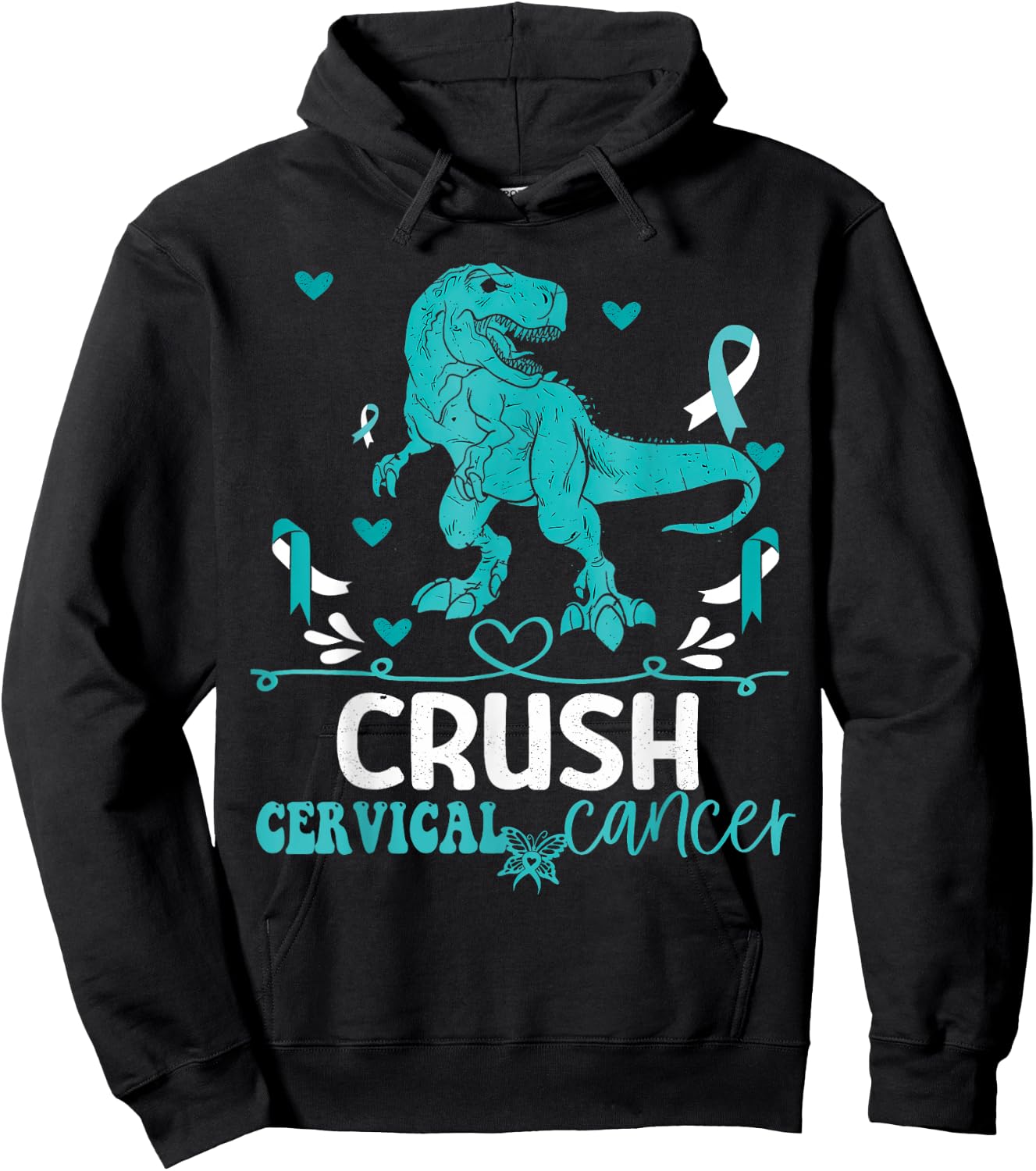Kids Cervical Cancer Awareness Monster Truck Toddler Boy Hoodie - Hoodie | Black