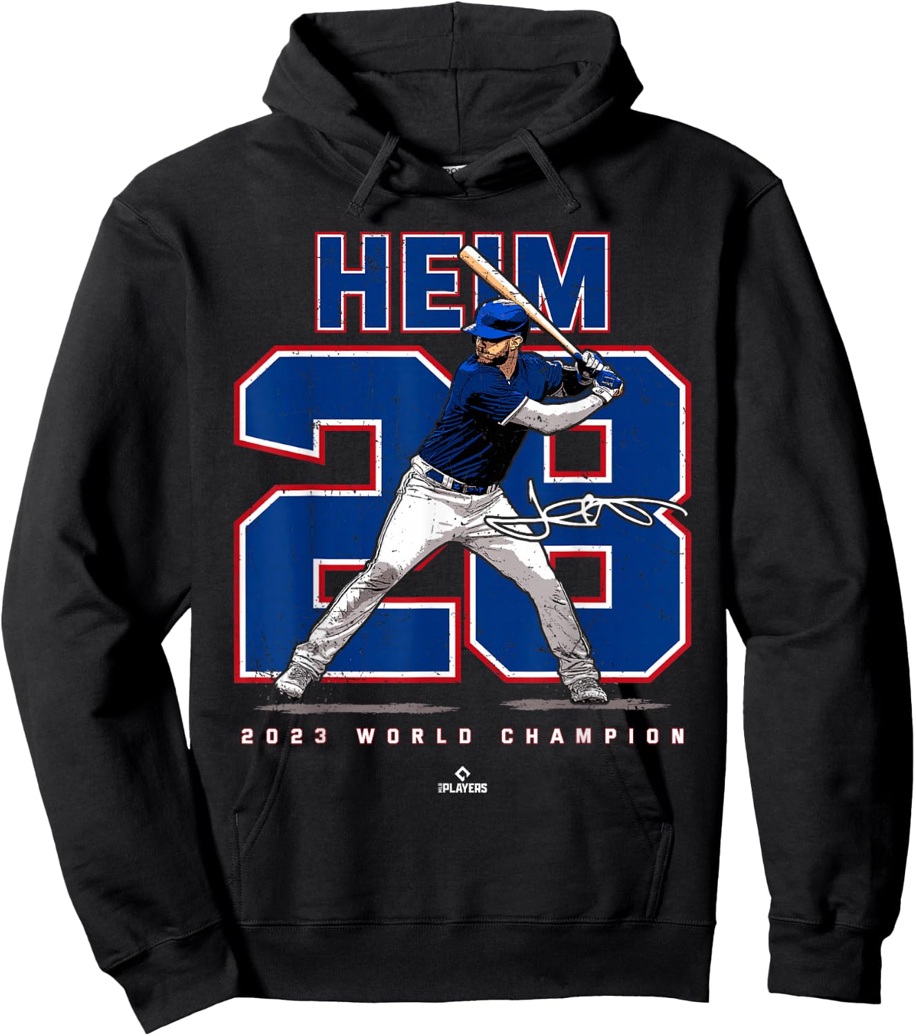 Player Number 2023 World Champion Jonah Heim Texas MLBPA Hoodie - Hoodie | Black