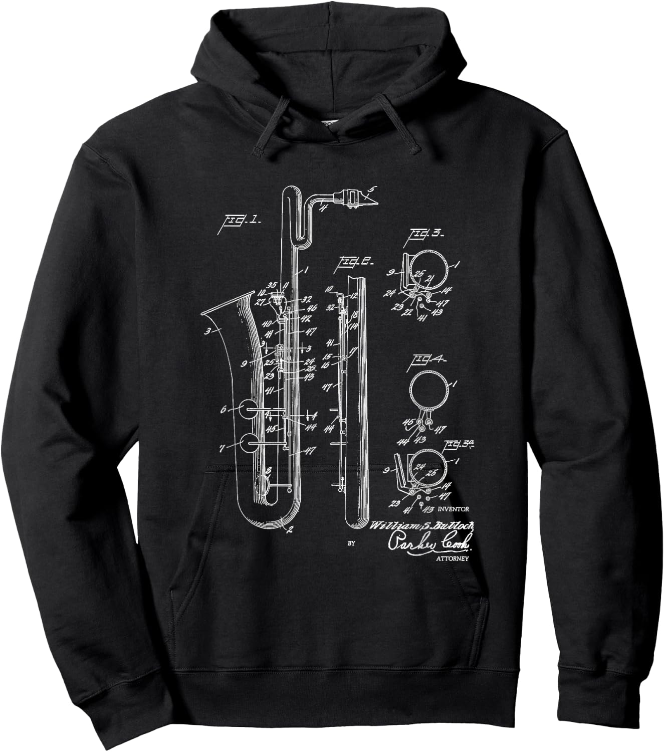 Saxophone Bari Sax Patent Style Cool Saxophonist Hoodie - Hoodie | Black