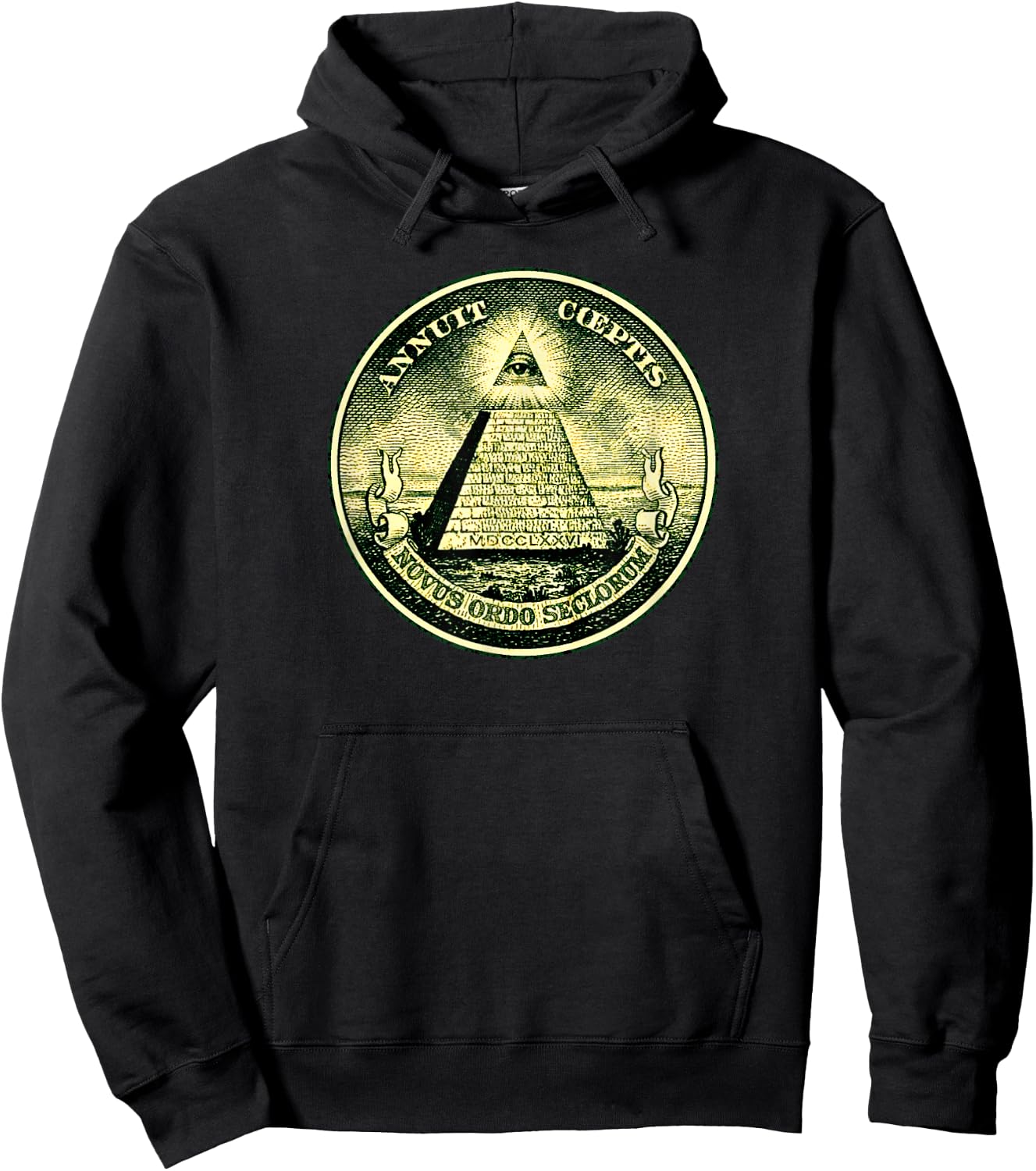 Dollar, all-seeing eye, symbol, masonic, pyramid, triangle Hoodie - Hoodie | Black