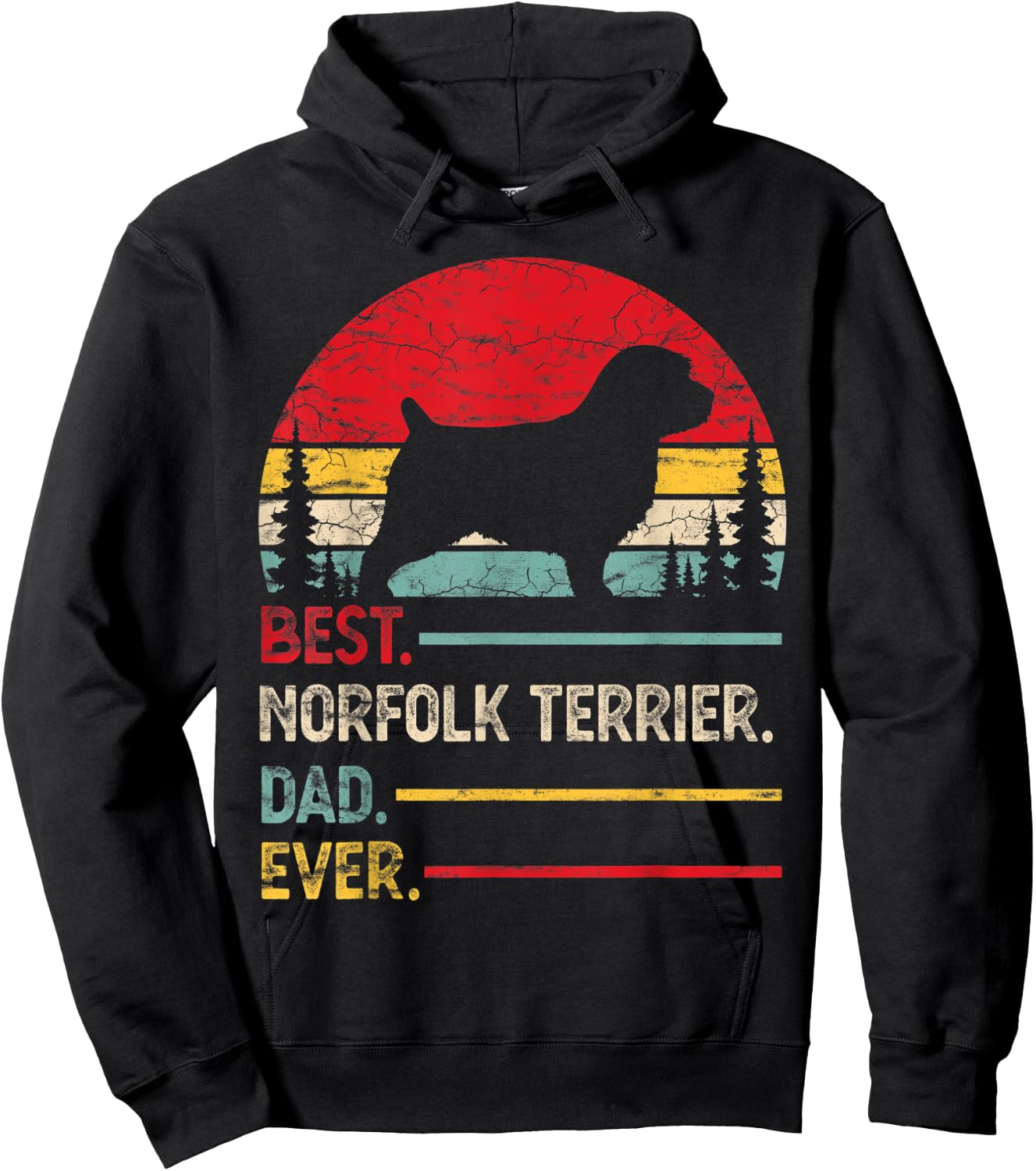 Norfolk Terrier Best Dad Ever Gift Dog Vintage Retro Men Hoodie - Hoodie | Black