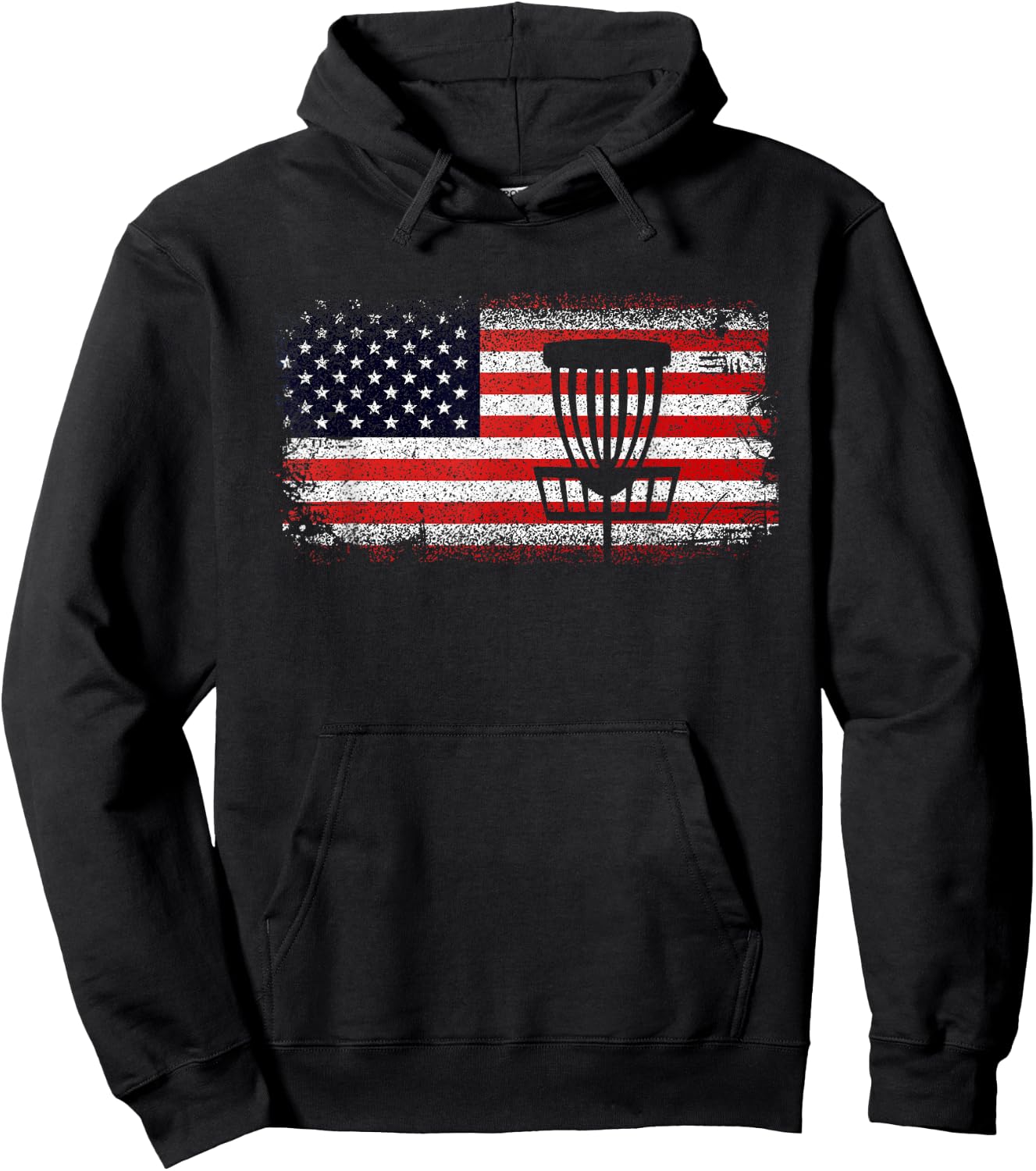 Disc Golf American Flag - Red White and Blue Women Kids Men Hoodie - Hoodie | Black