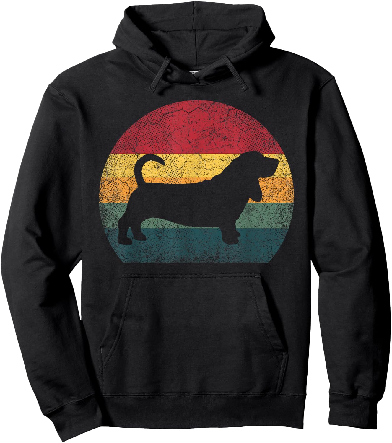 Basset Hound Dog Vintage Distressed Retro Style Men Women Hoodie - Hoodie | Black