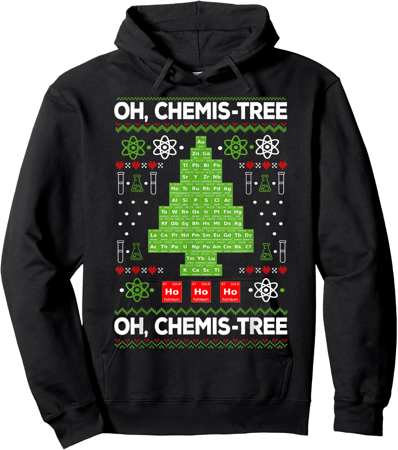 Periodic Table Tree Oh Chemistree Fun Chemistry Teacher Xmas Men Women Kids Hoodie - Hoodie | Black
