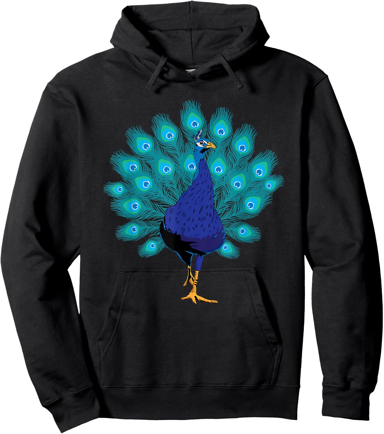 Blue Peacock Print Teal Feathers Bird Lover Men Women Gifts Hoodie - Hoodie | Black