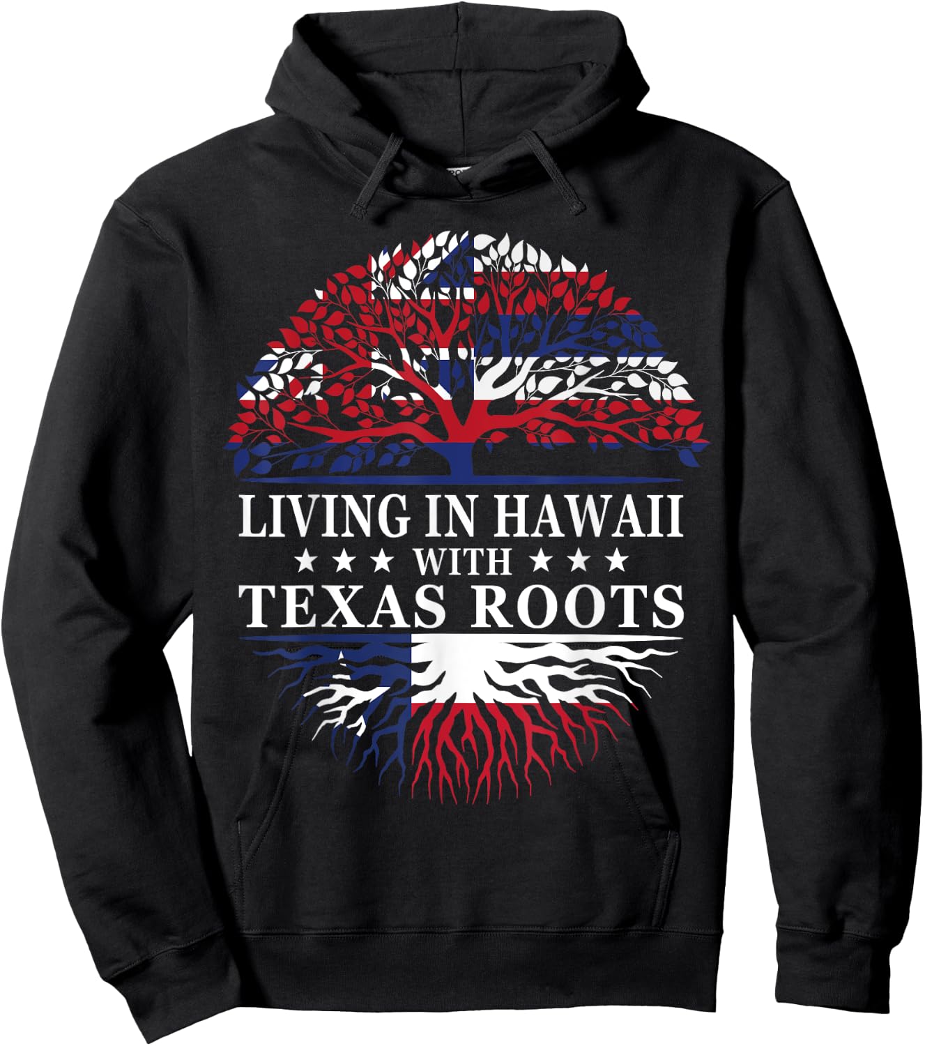 Living in Hawaii With Texas Roots Hoodie - Hoodie | Black