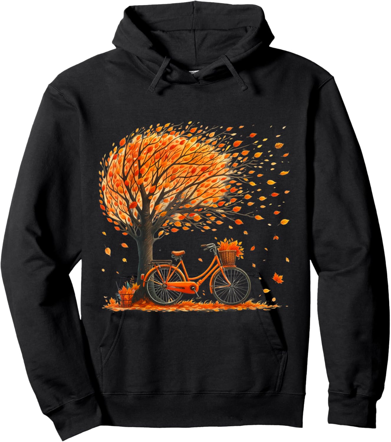 Retro Fall Leaves Tree Bicycle Autumn Season Fall Foliage Hoodie - Hoodie | Black