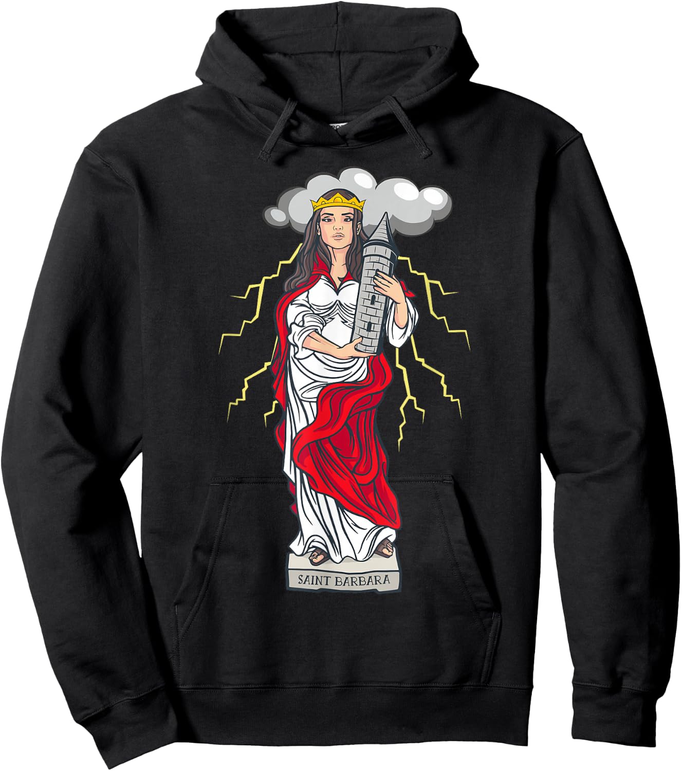 St Barbara Catholic Saint Lightning Storms Hoodie - Hoodie | Black