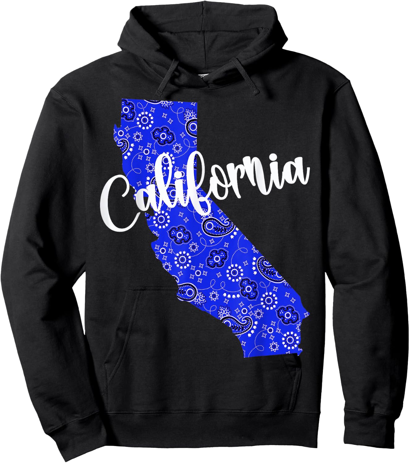 Bandana California Blue Bandanna Pattern State Pride Hoodie - Hoodie | Black