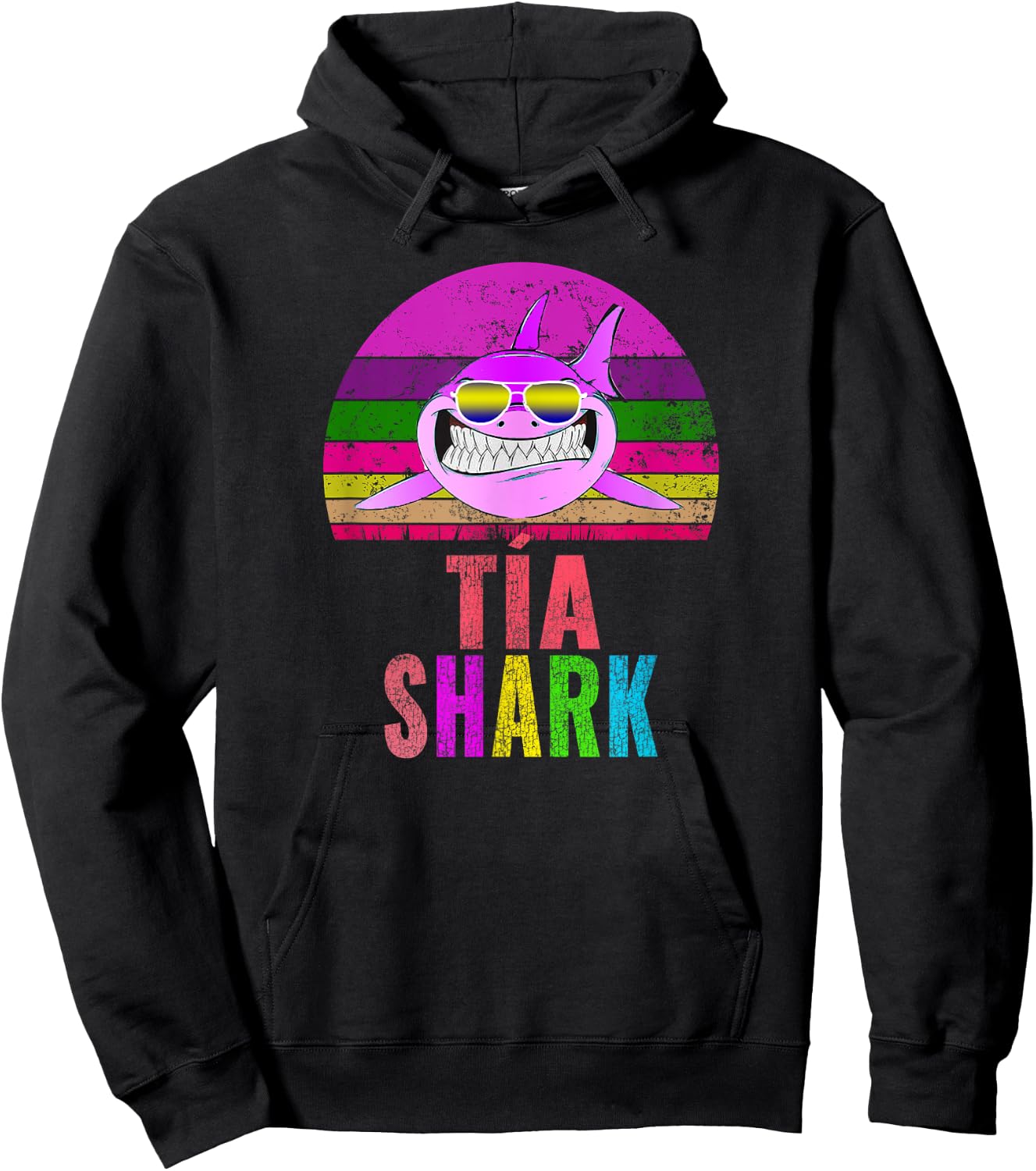 Tia Shark Funny Spanish Aunt Vintage Hoodie - Hoodie | Black