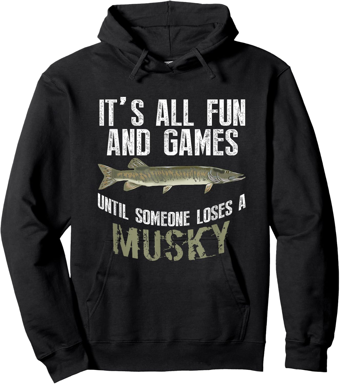 Funny Musky Fishing Muskellunge Freshwater Fish Angler Gift Hoodie - Hoodie | Black