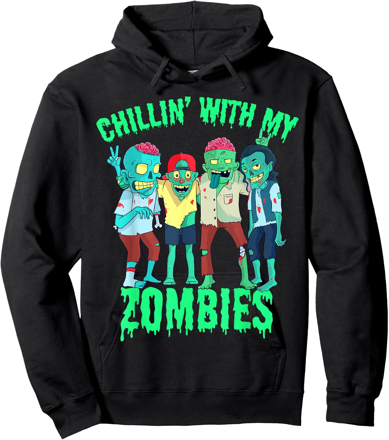 Chillin with my Zombies Halloween Boys Kids Zombie Hoodie - Hoodie | Black
