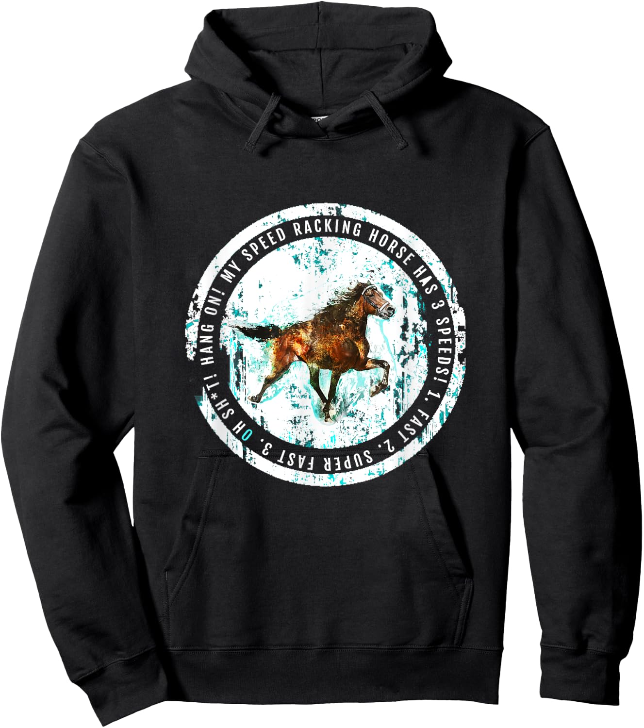 TrailRide Singlefoot Standardbred Rowdy Horse Hoodie - Hoodie | Black