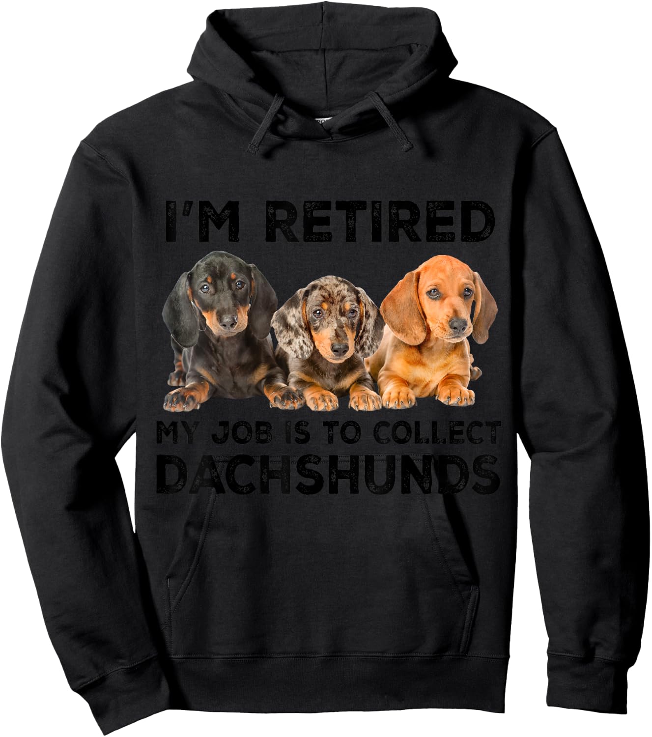 I'm Retired My Job Is To Collect Dachshunds Funny Dog Lovers Hoodie - Hoodie | Black