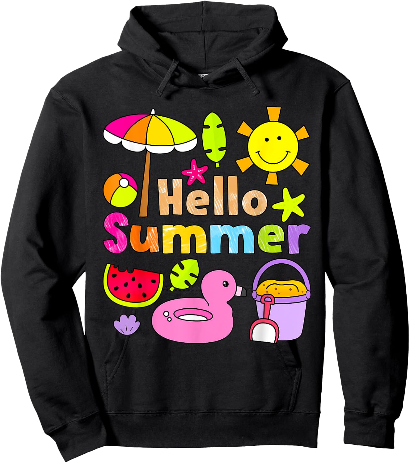 Hello Summer Happy Last Day School Summer Vacation Toddler Hoodie - Hoodie | Black