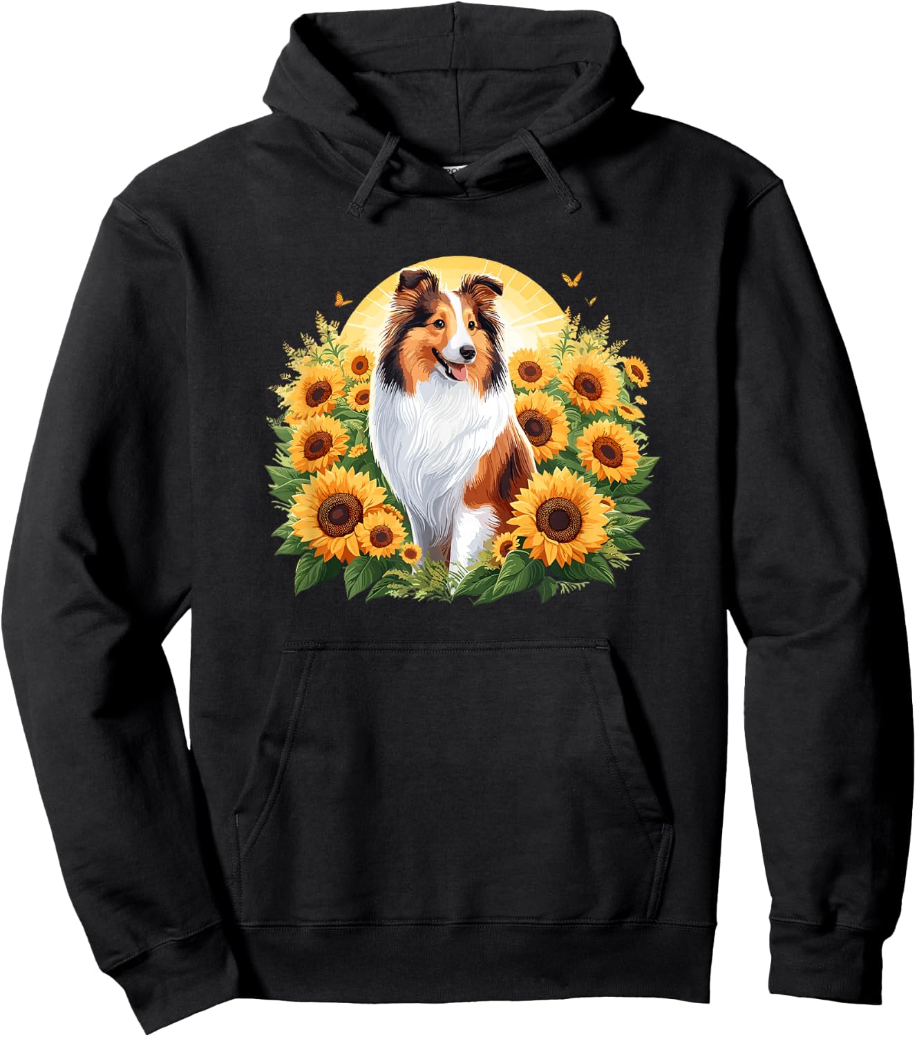 Cute Girls Funny Sunflower Rough Collie Lover Hoodie - Hoodie | Black