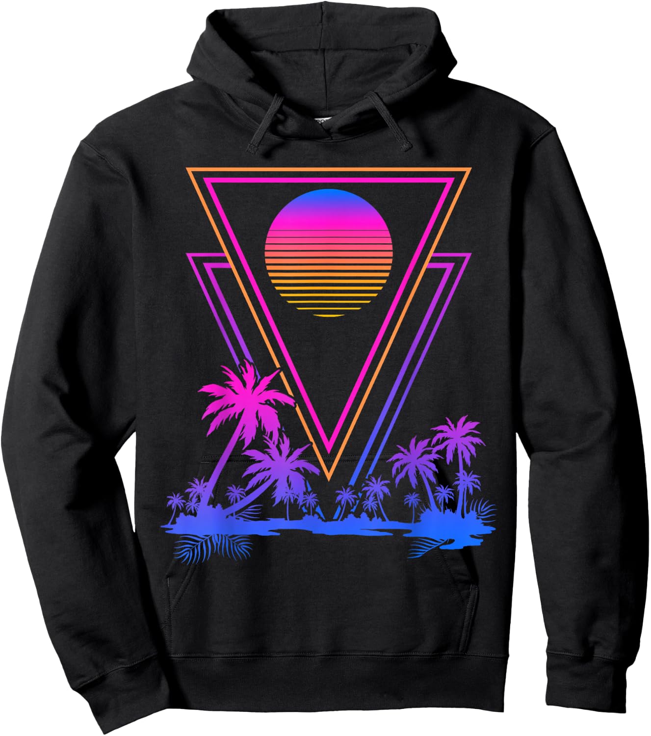 Retro Synthwave Aesthetic 1980s Palm Trees 90s Vaporwave Hoodie - Hoodie | Black