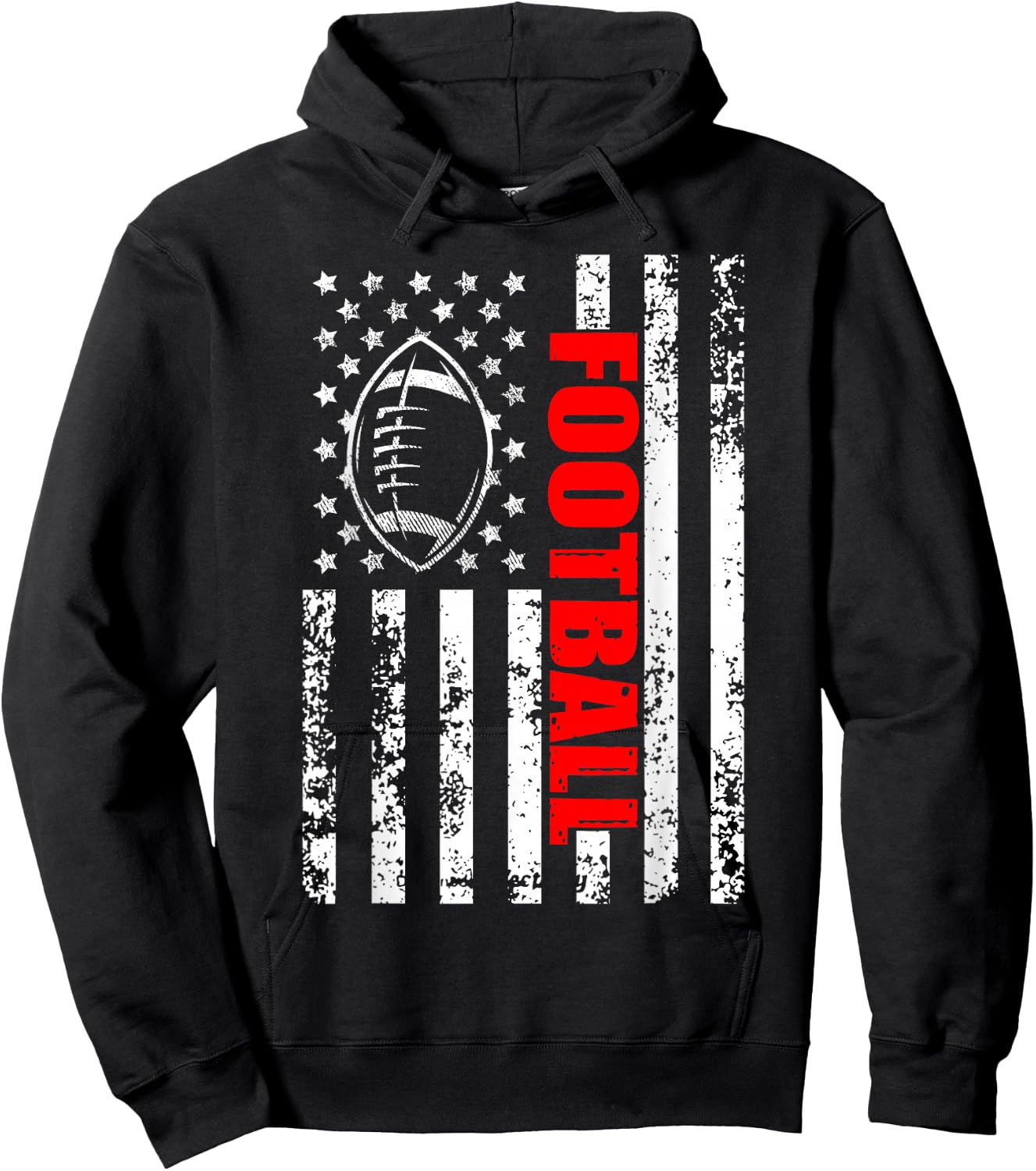 American Flag Football Patriotic Football Hoodie - Hoodie | Black