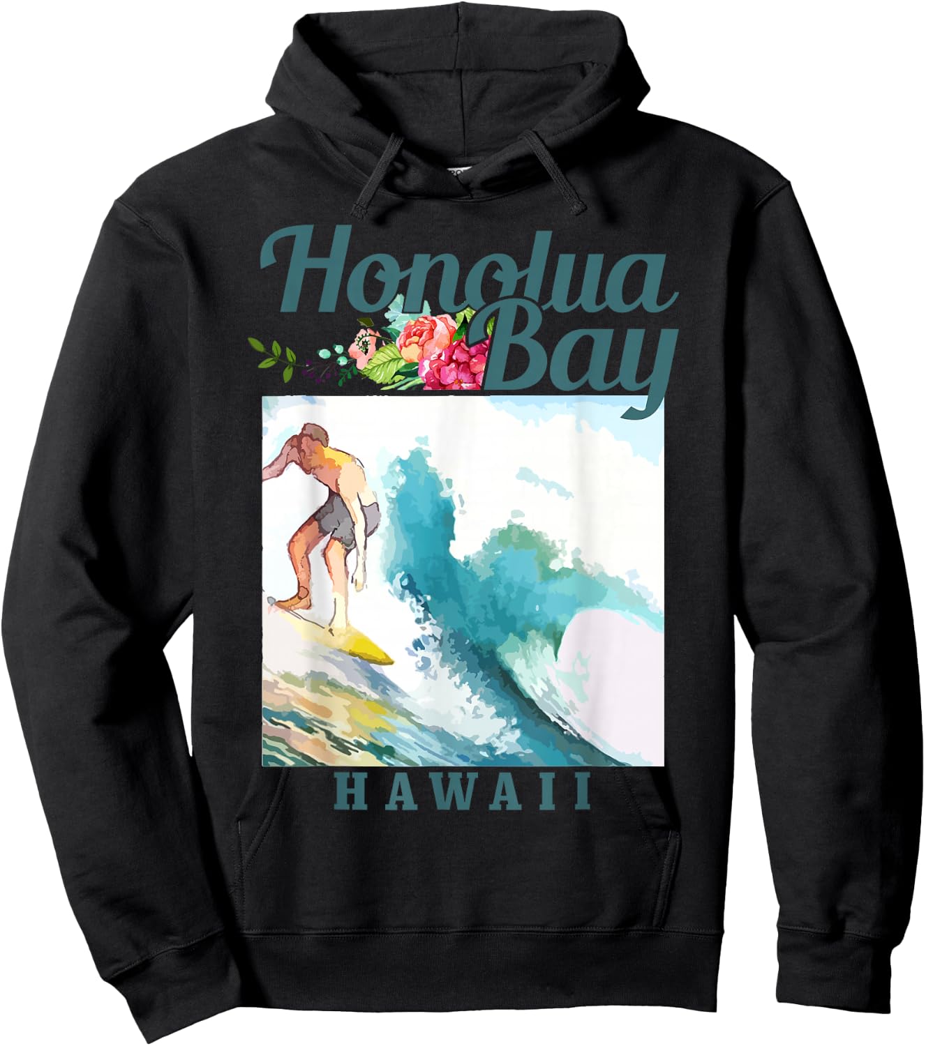 Honolua Bay Hawaii Surfing Hawaiian Surf Vintage Surfer Hoodie - Hoodie | Black