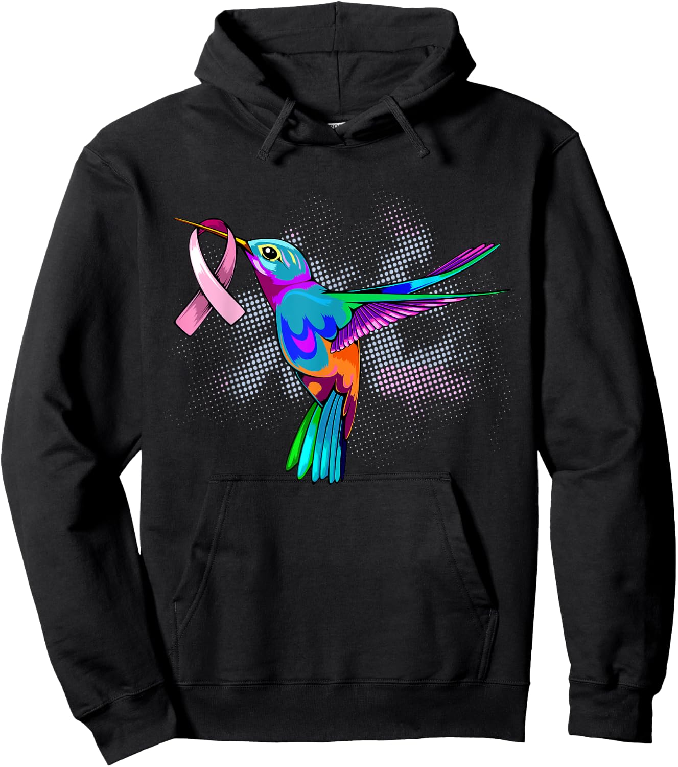 Hummingbird Breast Cancer Awareness Month Pink Ribbon Hoodie - Hoodie | Black