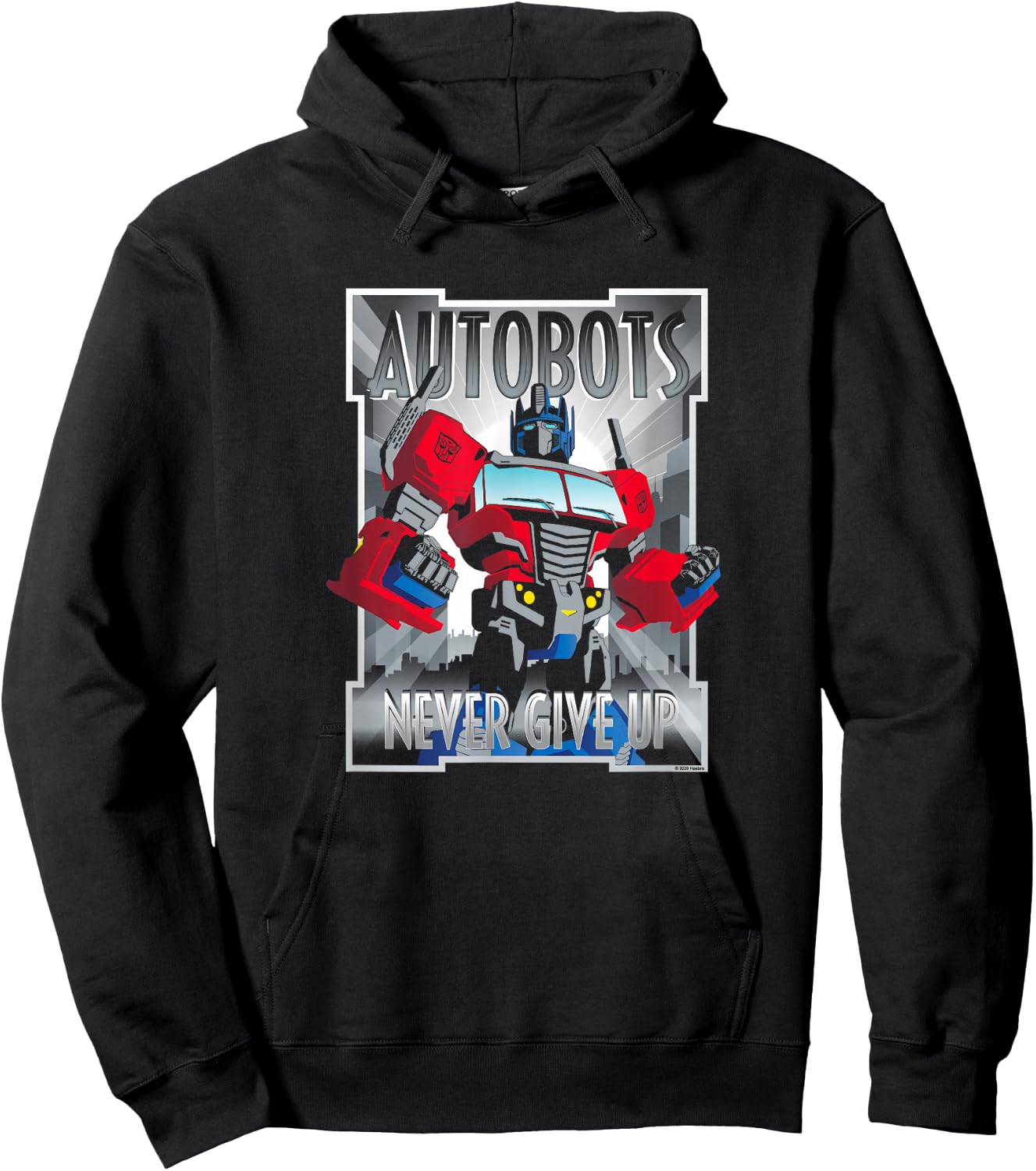 Transformers Optimus Prime Autobots Never Give Up Small Hoodie - Hoodie | Black