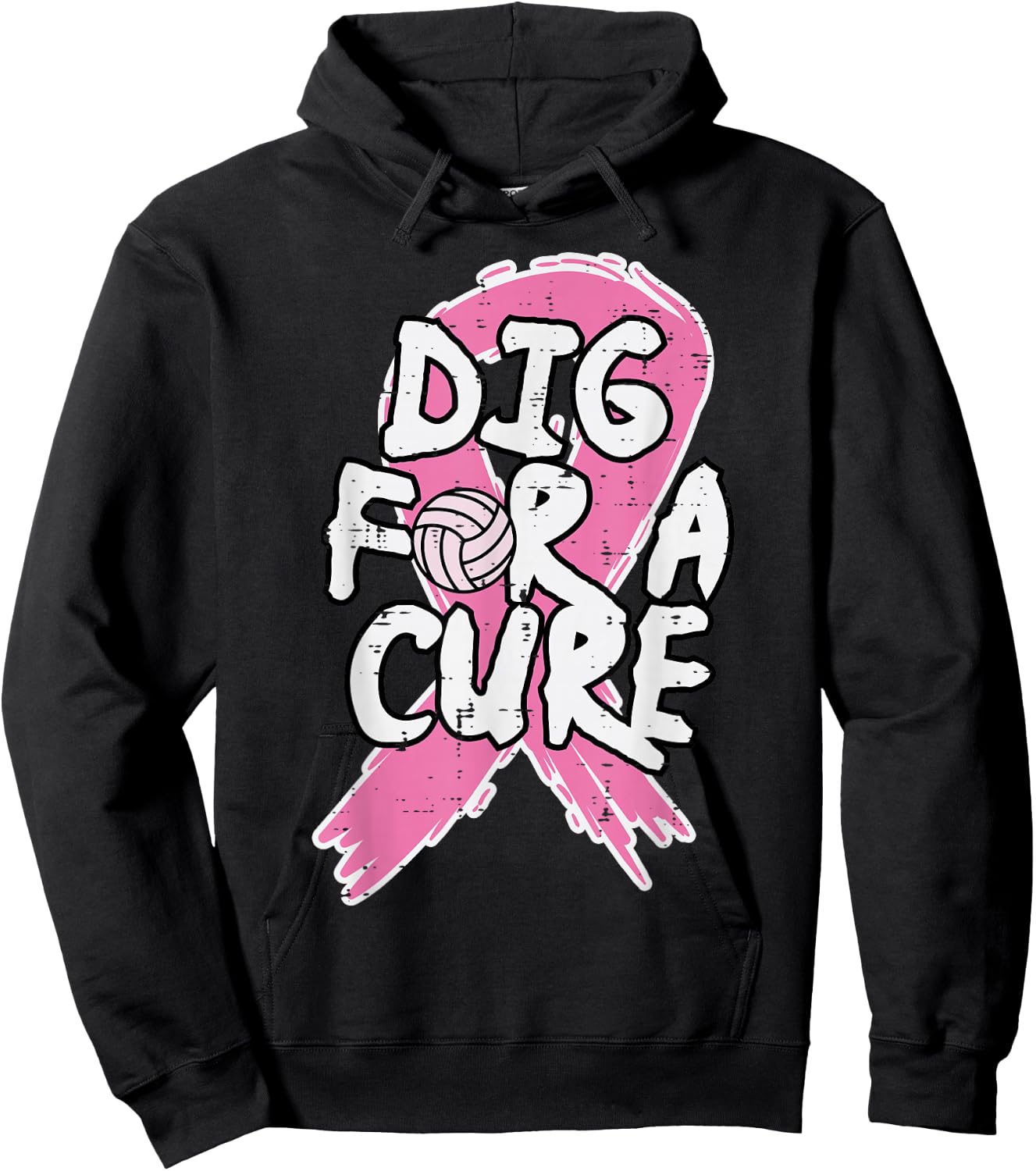 Breast Cancer Volleyball Dig For Cure Awareness Women Girls Hoodie - Hoodie | Black