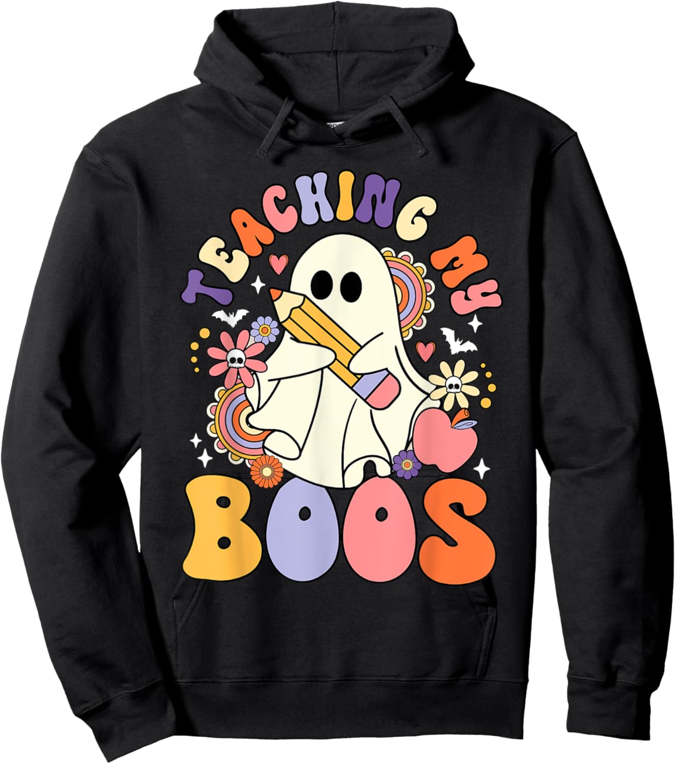 Teaching My Boos Trick Or Teach Cute Ghost Teacher Halloween Men Women Kids Hoodie - Hoodie | Black